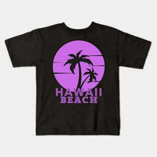 Hawaii Beach sunset Palm Trees Kids T-Shirt